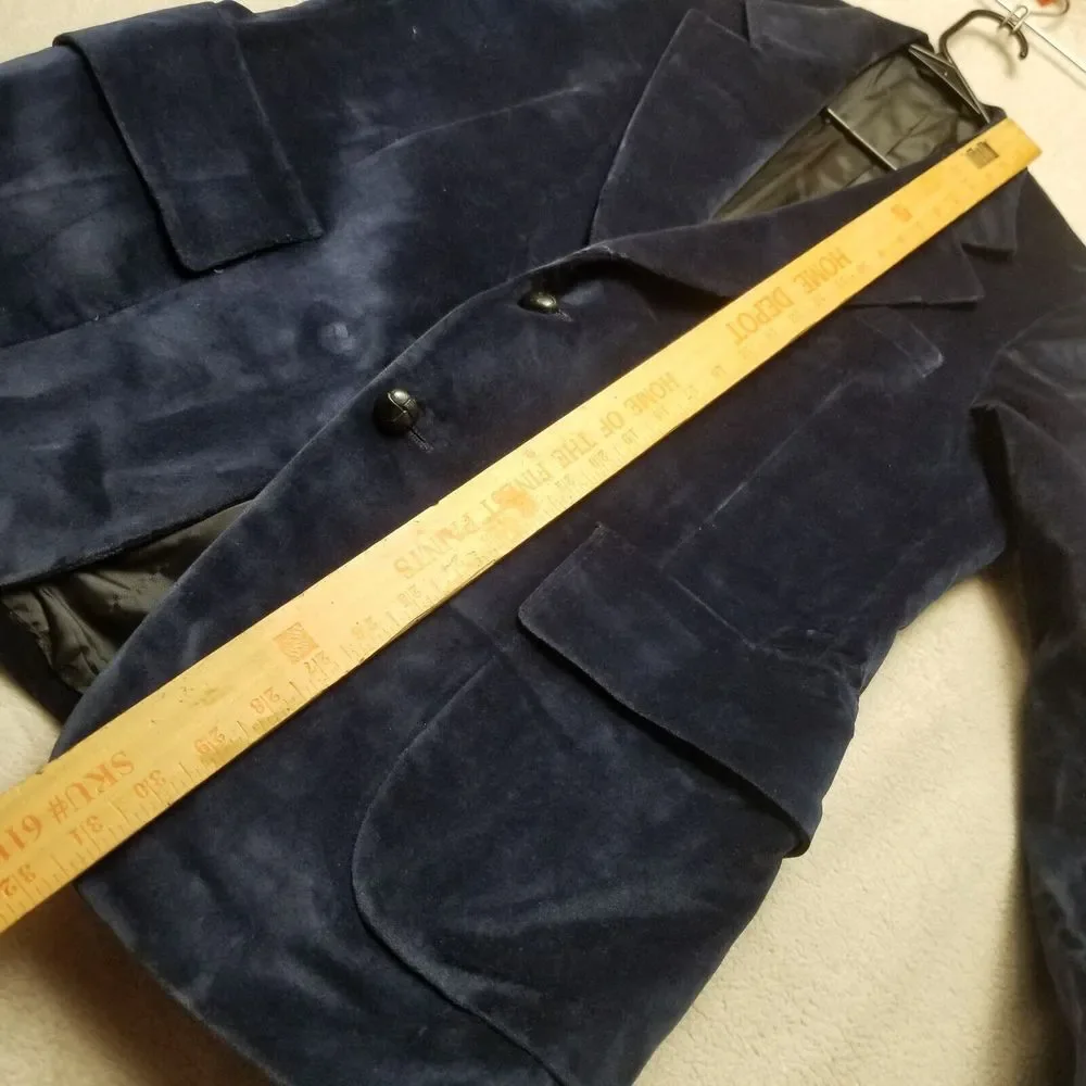 VTG FELT VELOUR Blue Raffleswear SUIT COAT JACKET BLAZER Blue Made‎ In USA